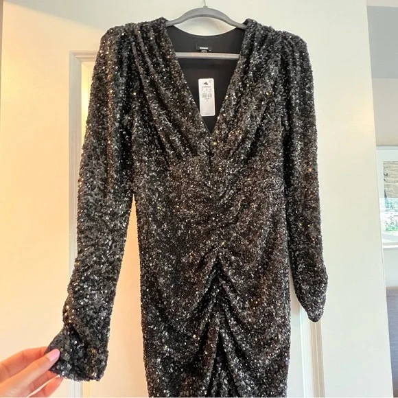 Express sequin evening dress with 3/4 sleeve. New with tags in size small! - Picture 3 of 8